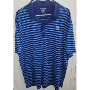 Good Good Golf Mens 3XL Blue Striped Performance Polo Shirt Short Sleeve Stretch